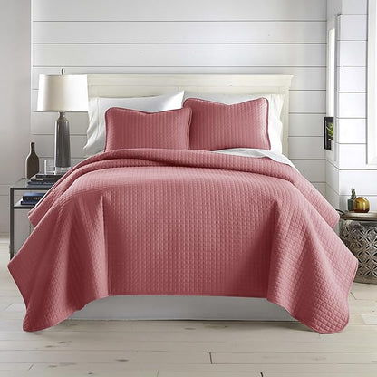 Southshore Fine Living, Inc. Twin XL Quilt Set with Pillow Sham, Quilted Twin Bedspread, Coverlet, Oversized Bed Quilt for Full Coverage, Soft and Comfy, Easy Care, Machine Washable, Marsala