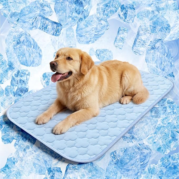 Dog Cooling Mat for Large Dogs, Long-Lasting Cool Pad for Dogs Outdoor & Indoor Use with Ice Silk Fabric & Waterproof Cover, Summer Cooling Pet Bed 36" x 26", Non-Slip Washable Pet Blanket