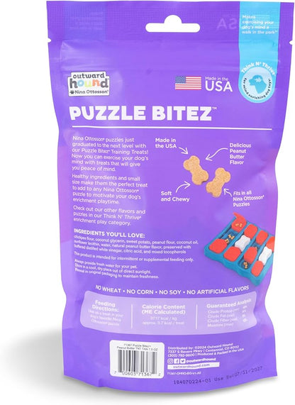 Outward Hound by Nina Ottosson Puzzle Bitez USA Made Dog Treats,Peanut Butter Flavor,Bite-Sized Training Reward and Interactive Puzzle Toy Treats,7.5oz,(Pack of 2)