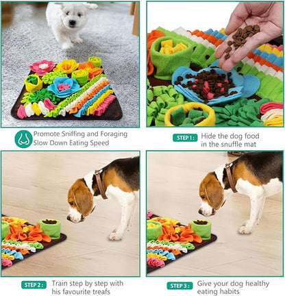ORIA Pet Snuffle Mat, 15.4x15.4'' Interactive Sniff Mat, Dog Treats Feeding Mat for Slow Eating, Boredom, Encourages Natural Foraging Skills, Nosework Feeding Mat for Small Dogs Cats Rabbits