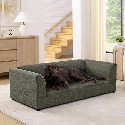 56.5" Dog Sofa Couch for Medium and Large Dogs with Backrest and Armrest, Memory Foam Dog Sofa Bed, Modern Elevated Pet Couch Bed with Legs for Dogs, Dark Grey