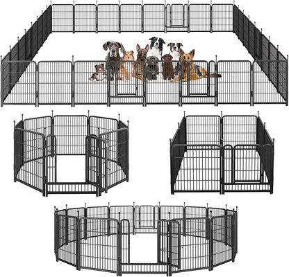 Dog Playpen,Portable Outdoor Dog Fence, Dog Playpen for Large/Medium/Small Dogs, Dog Fences for the Yard,with Doors Foldable Metal (32 inch, 32 Panels)