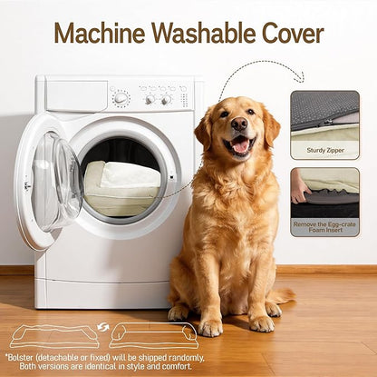 Comfort Expression Washable Orthopedic Large Sized Dogs - Huge Large Dog Bed with Removable & Waterproof Cover Soft Pet Couch with Foam Support for Big Size Dogs with Bolster, 45x35