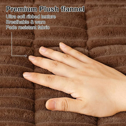 Smiry Couch Cover for Dogs Washable, Non Slip Fuzzy Pet Couch Covers for 3 Cushion Sofa Pet Friendly, Thick Soft Sofa Slipcovers Cushion Protector (Brown, 27.6" x 27.6")