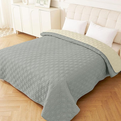 hyha Waterproof Dog Bed Blanket, Soft Pet Blankets, Waterproof Couch Cover for Dogs, Reversible Sofa Covers Washable for Furniture (52x82 Inch, Grey/Beige)