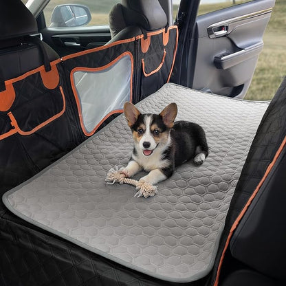 Soulbond Backseat Dog Cooling Mat for Cars - 24.5"x52" Washable Back Seat Self Cooling Pad for Cat & Puppy, QMAX>0.3, Non-Slip Cold Pet Bed Backseat Extender for Cars, SUVs, Trunks, Dark Gray