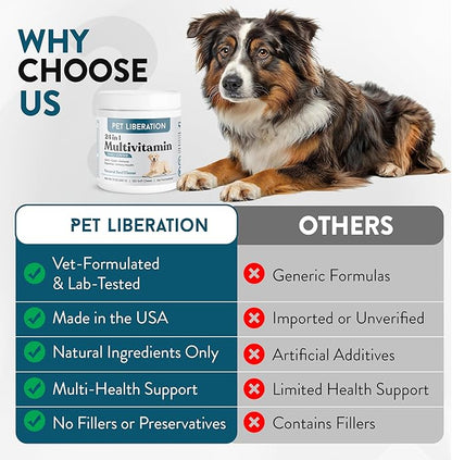 24-in-1 Daily Multivitamin for Dogs – 120 Soft Chews – Hip & Joint Support, Probiotics, Salmon Oil, Cranberry for Urinary Health, Skin & Coat, Immune Support – for All Breeds & Ages