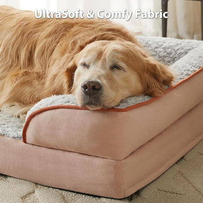 LEXTRO Orthopedic Dog Bed for Large Dogs, Egg Crate Foam Bed for Large Dogs, Equipped with Removable Waterproof Pillow Cover and Anti-Slip Bottom, Pet Bed