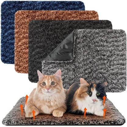Drydiet 4 Pack Self Warming Cat Pads Self Heating Cat Mat Washable Homeless Dogs Thermal Pads Kennel Pad Reflects Body Heat Warm Crate Bed Mat for Indoor Outdoor Pet(Mixed Colors,18 x 24 Inch)