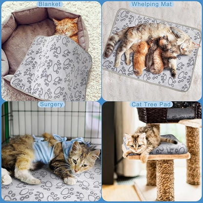 2 Pcs Large Self Warming Cat Pad Self Heating Cat Mat Bed Dog Crate Pet Blankets Thermal Heated Bed Mat for Outdoor Indoor Newborn Kittens Puppies Dog(Paw Print,24 x 18)