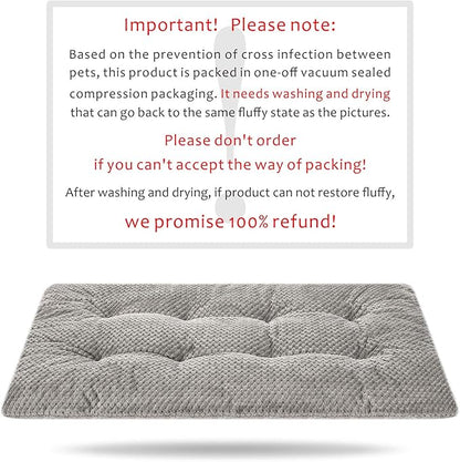 WONDER MIRACLE Fuzzy Deluxe Pet Beds, Super Plush Dog or Cat Beds Ideal for Dog Crates, Machine Wash & Dryer Friendly (23" x 35", L-Pearl Grey)