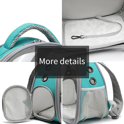 Portable Travel pet Backpack Carrier Hamster Bag Guinea Pig Bird Small Dog cat Turtle Carrier Rabbit Cage Squirrel Bearded Dragon Breathable Hangbag (Green+Accessories)