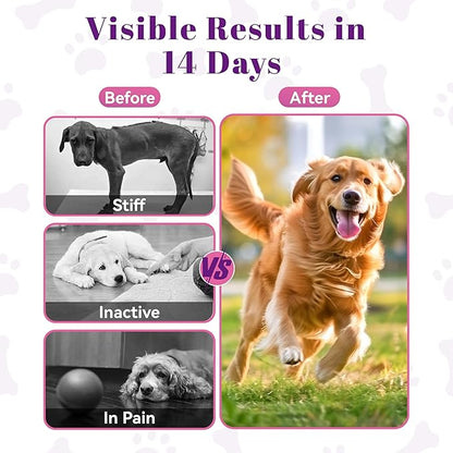 Glucosamine for Dogs Hip and Joint Support Supplement Chews, Chondroitin Joint Care for Dogs, Pain and Inflammation Relief with MSM, Turmeric, Vitamin C, Omega 3 -Chicken Flavor,for All Breeds-150 Ct