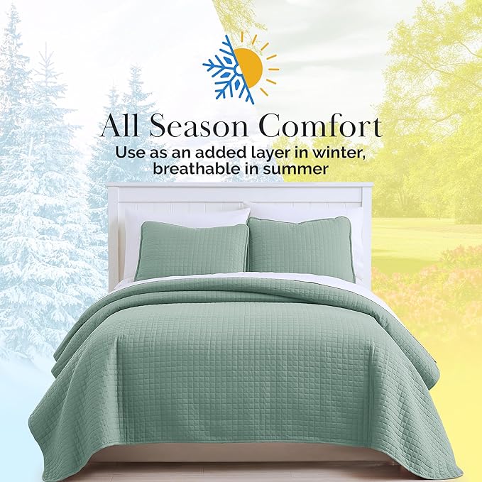 Southshore Fine Living, Inc. Quilts, Queen Size/Full Quilt Bedding Set, Stain & Pet Hair Resistant Bedding, Coverlet Full/Queen Size Bedspread, Soft Microfiber with 2 Pillow Shams, Steel Blue (Teal)