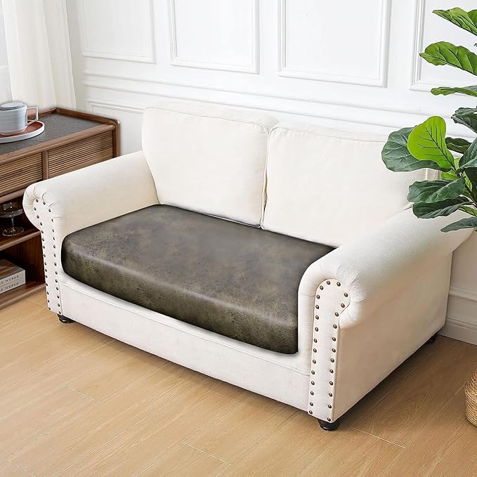 ANARACHON Leather Look Couch Cushion Covers Sofa Seat Slipcovers Sets Couches Furniture Protector for Sectional Armchair Loveseat Pets Kids Stretch Spandex Fabric (1 Cushion Loveseat, Yellow)