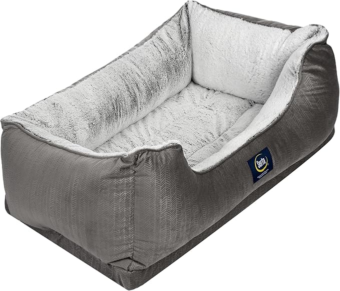 Serta Orthopedic Cuddler Dog Bed for Pets – Slate Gray (X-Large)