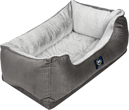 Serta Orthopedic Cuddler Dog Bed for Pets – Slate Gray (X-Large)