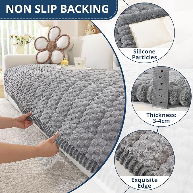 OstepDecor Washable Couch Cover for Dogs, Thick Pet Friendly Sofa Covers, Soft Couch Protector, Paw Cart Sofa Slipcovers, Cushion Protector for Leather, Sectional, Loveseat (35.4" x 82.7", Grey)