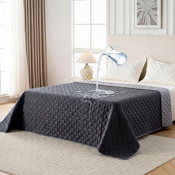 FunFurry Waterproof Dog Blanket, Couch Cover for Dogs Washable, Reversible Dog Bed Cover. (Dark＆Light Grey, 68 X 82 Inch - 1 Pack)
