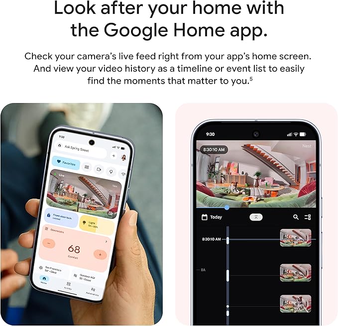 Google Nest Cam Indoor (Wired, 3rd Gen) - Security Camera with 2K Video and Gemini, Night Vision, 2-Way Audio, Works with Google Home - 2025 Model - Hazel