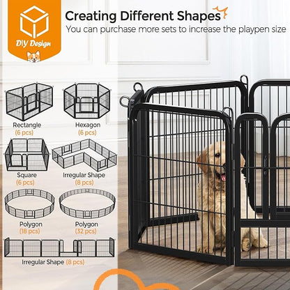 Topeakmart Unleashed Dog Playpen 24 inch 8-Panel Portable Pet Fence for Small/Medium/Large Dogs | Indoor, Outdoor, Yard & RV Camping Use