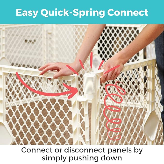 Toddleroo by North States - Superyard Ultimate Play Yard: Freestanding 8 Panel Baby Playpen with Door - Indoor or Outdoor Use - Made in USA - Encloses Up to 34.4 Square Feet - 26 Inches Tall - Ivory