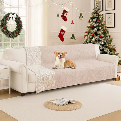 Waterproof Dog Bed Cover Pet Blanket, Soft Couch Cover for Dogs Washable, Non-Slip Dog Blanket Protect Furniture Couch Sofa Car for Puppy Large Dogs Cat (82x120 Inch, Beige)