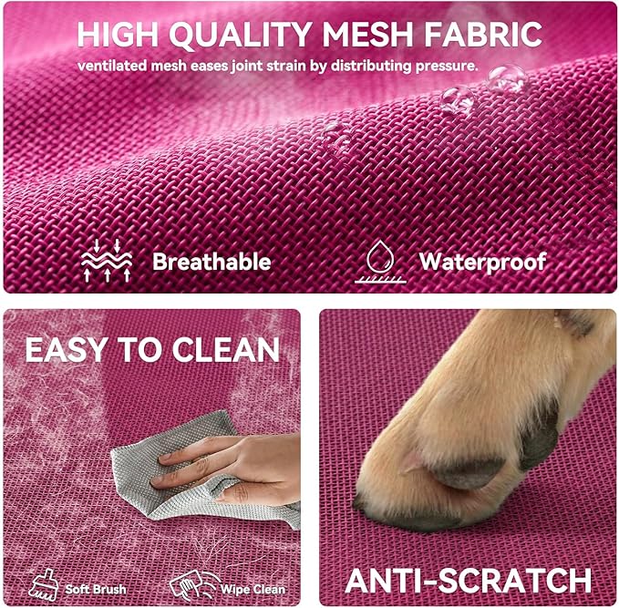 Cooling Elevated Dog Bed, Outdoor Raised Dog Beds, Medium Waterproof Dogs Cot W/Breathable Mesh, Pet Cot W/Portable Removable Bolster