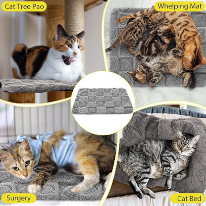3 Pack Self Warming Cat Bed Mat Self Heating Dog Pad Reflects Body Warm Thermal Pet Pad Washable Non Slip Crate Kennel Bed Mat for Indoor Outdoor, 20 x 15 Inch(Gray)
