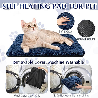 Drydiet 4 Pack Self Warming Cat Pads Self Heating Cat Mat Washable Homeless Dogs Thermal Pads Kennel Pad Reflects Body Heat Warm Crate Bed Mat for Indoor Outdoor Pet