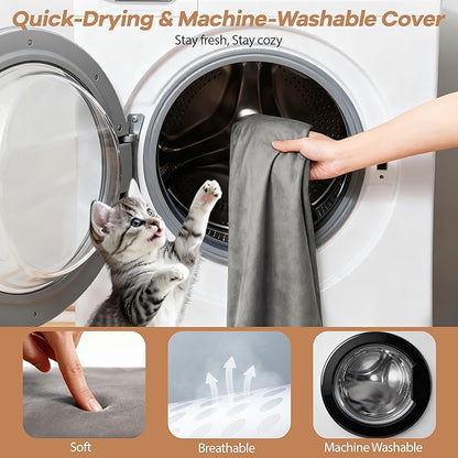Cat Heating Pad for Bed Wamming: Electric 21.65"x13.77" Heated Cozy Mat with Removable Washable Cover Indoor Pet House Pillow Blanket for Puppy Kitty Nap Winter Reliefwith Auto Temperature Adjustment