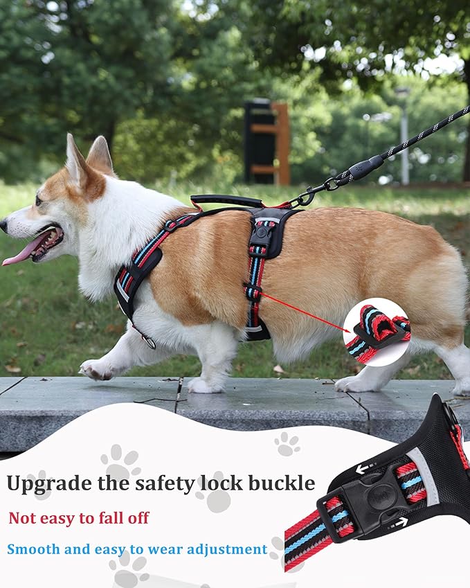 No Pull Dog Harness with Easy Control Soft Handle for Small Medium Large Dogs,Reflective Adjustable Puppy Harness,Heavy Duty Girl Boy Pet Vest with Safety Buckle (Pink, XS)