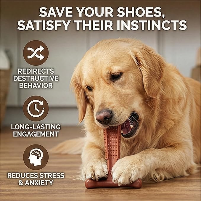 SPOT Bam-Bones Plus Coffee Wood T-Bone Dog Chew Toy, Beef Flavor, Nylon and Coffee Wood Fiber Blend, Durable Chew for Heavy Chewers and Dogs Under 90 lbs, Non-Splintering Dental Chew, 7 Inch
