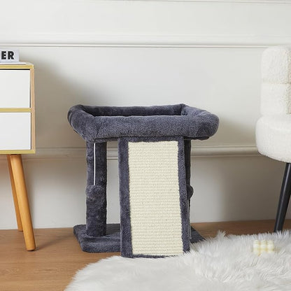 17.1-inch Small Cat Tree Tower with Scratching Post for Indoor Cats,Grey