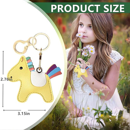 Leather Keychain Holder Case Compatible with AirTag,Cute Protective Cover with Keyring,Anti-Scratch Finder GPS Tracker Case for Wallet Keys,bag,pets,Backpack(Horse E)
