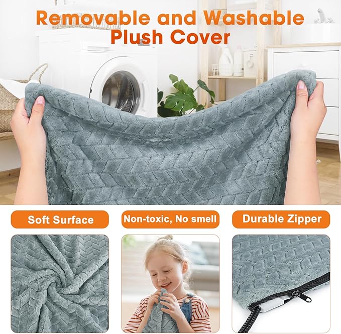 GASUR Extra Large Heated Cat Bed for Large Dogs, Waterproof Cat Heating Pad with Timer Temperature Adjustable, Indoor Electric Pet Heated Pad for Cats Dogs, Anti-bite Dog Heated Pad, 47''x28'', XLarge