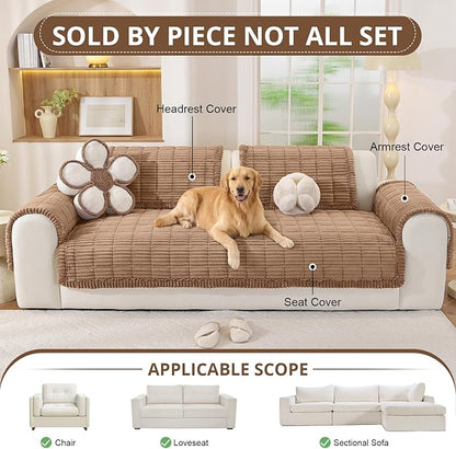 OstepDecor Washable Couch Cover for Dogs, Thick Pet Friendly Sofa Covers, Soft Couch Protector, Paw Cart Sofa Slipcovers, Cushion Protector for Leather, Sectional, Loveseat (35.4" x 70.9", Brown)