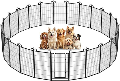Kfvigoho Dog Playpen Outdoor 24 Piece Panels Heavy Duty Dog Fence 47" Height Anti-Rust with Doors Portable for RV Camping Yard, Total 54FT, 227 Sq.ft, Snowy Black