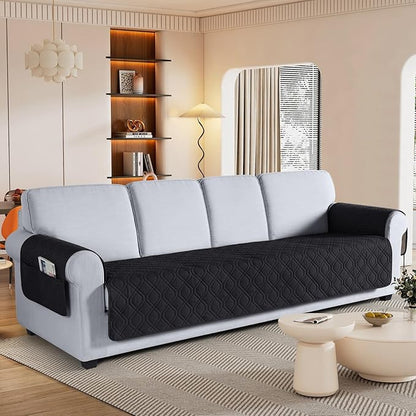 VANSOFY Couch Cover, Waterproof Sofa Covers Washable Slipcover Furniture Protector Couch Seat Covers Non-Slip Couch Cover for Dogs, Pets(Oversized Sofa, Black)