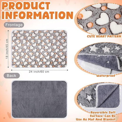 2 Pcs Large Self Warming Cat Pad Self Heating Cat Mat Bed Dog Crate Pet Blankets Thermal Heated Bed Mat for Outdoor Indoor Newborn Kittens Puppies Dog(Heart,24 x 18)