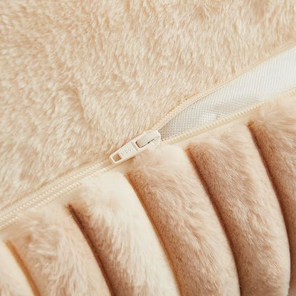Modern Threads Ribbed Plush Two-Tone Cuddler Dog Bed, Ultra-Soft Faux Rabbit Fur, Supportive Bolstered Sides, Removable Washable Cover, Bed for Medium Dogs, Cream, (28" L x 21" W x 9" Th)