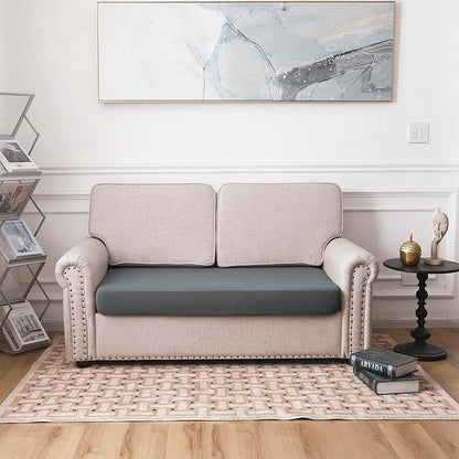 100% Waterproof Couch Cushion Covers, Stretch Sofa Seat Cover, Reversible Furniture Protector Covers for Pets, Washable (Loveseat Cushion, Grey), Medium