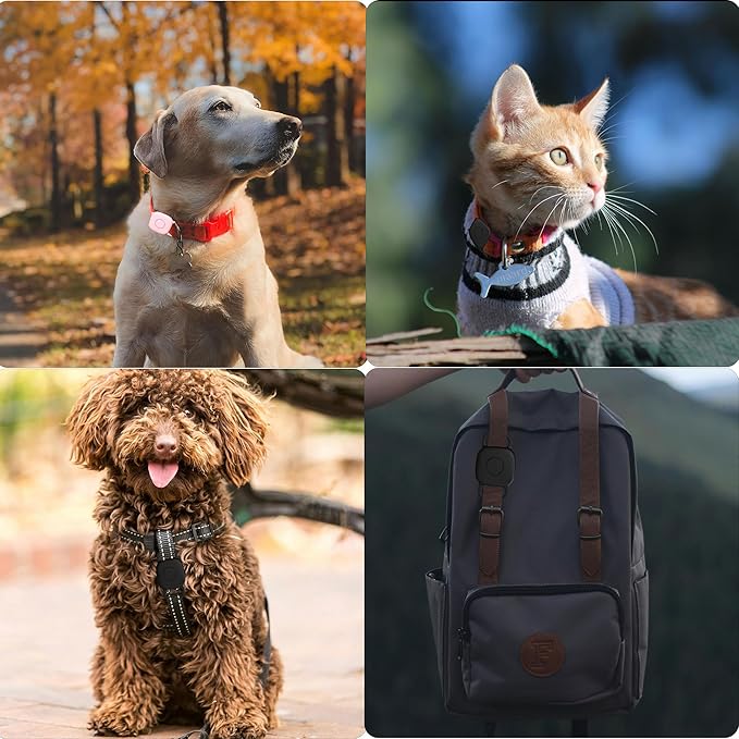 Waterproof Dog Collar Holder for Tile Life360 Mate 2024/2022 Tracker, Anti Lost Soft Silicone Case for cat pet Necklace, Protective Cover Accessories for Tile Tracker Finder (Black/Green/Pink/Blue)