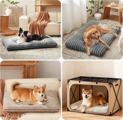 FURTIME Washable Dog Bed Medium Size Dogs, Deluxe Dog Crate Beds Comfy Fluffy Kennel Pad Anti-Slip Pet Sleeping Mat, Machine Washable Dogs Pillow, 29"x21"x3", Brown