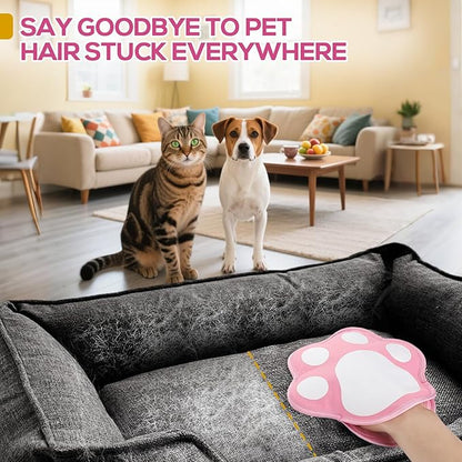 BABORUI Pet Hair Removal Glove - Cute Paw Electrostatic Pet Hair Remover Glove, Magic Brush Pet Hair Glove for Cats Dogs