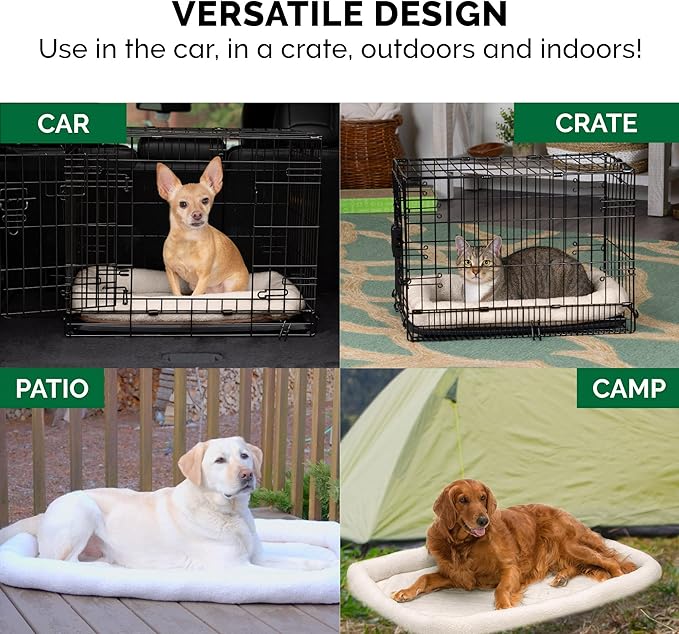 Furhaven Dog Bed for Large Dogs, 100% Washable, Sized to Fit Crates - Sherpa Fleece Bolster Crate Pad - Cream, Extra Large/XL