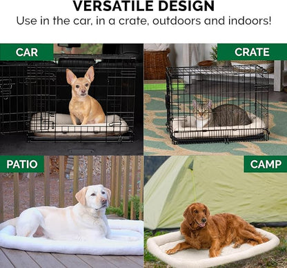 Furhaven Dog Bed for Large/Medium Dogs, 100% Washable, Sized to Fit Crates - Sherpa Fleece Bolster Crate Pad - Cream, Large