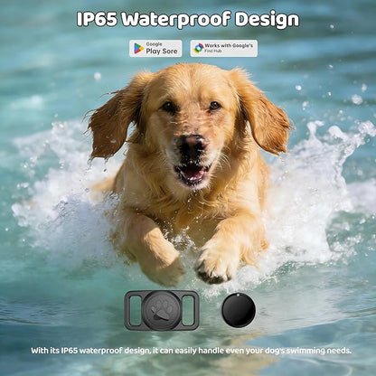 Pet Tracker,GPS Collar for Dogs (Android Only) Smart tag,Waterproof Compatible with Google Find My,No Monthly Fee,Tracking Solution Smart Collar for Pet Safety Ideal Small Large Dogs[1trackr+2case]