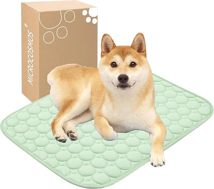 MICROCOSMOS Summer Cooling Mat & Sleeping Pad- Water Absorption Top, Materials Safe, Easy Carry, EZ Clean. Keep Cooling for Pets, Kids and Adults.(Green, 24" x18")