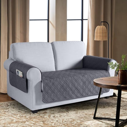 VANSOFY Couch Cover, Waterproof Sofa Covers Washable Slipcover Furniture Protector Couch Seat Covers Non-Slip Couch Cover for Dogs, Pets(Loveseat Plus, Dark Gray)